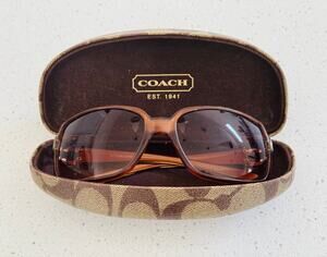 Coach Amber Tortoise Sunglasses C Hinge with Signature Hard Case Y2K